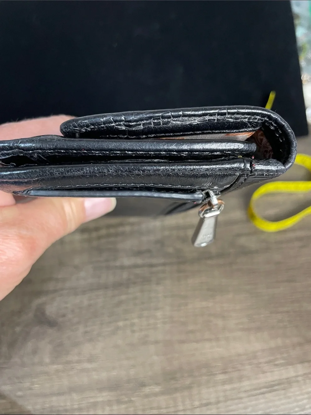 Hobo Classic Black Woven Leather Clutch wallet.